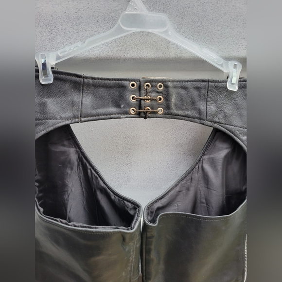 Genuine leather black riding chaps cowboy xxs 15.5"-18.5" waist - Picture 3 of 12